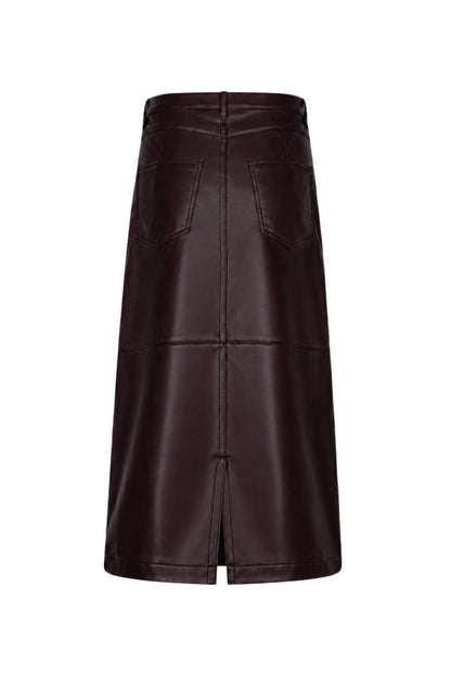 Red Button SRB5078 Alina Faux Leather Skirt Burgundy front view Shop Red Button at Dotique