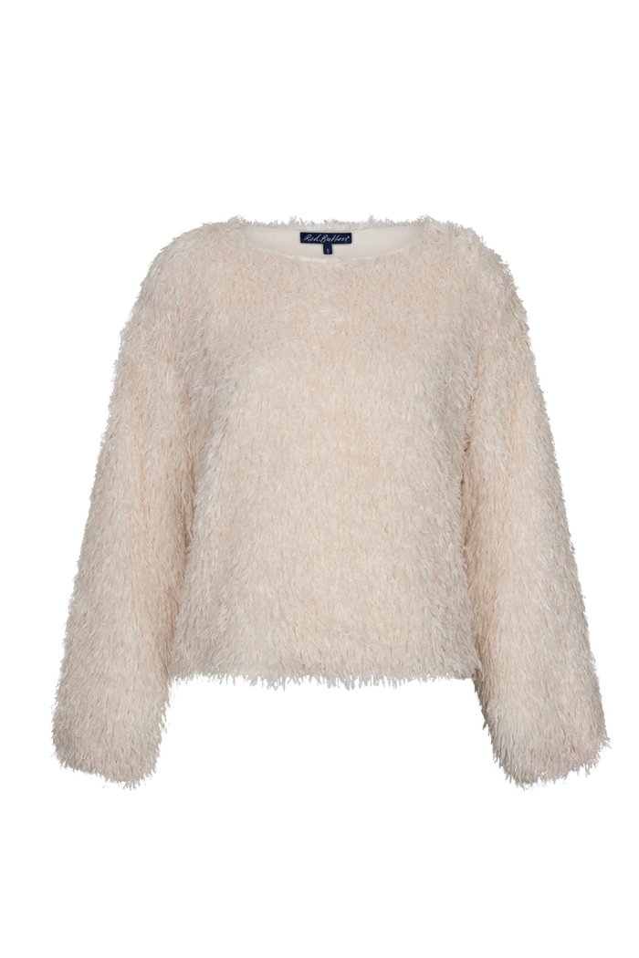 Red Button SRB5165 Fiona Feathers Top Ecru fluffy jumper Shop Red Button at Dotique