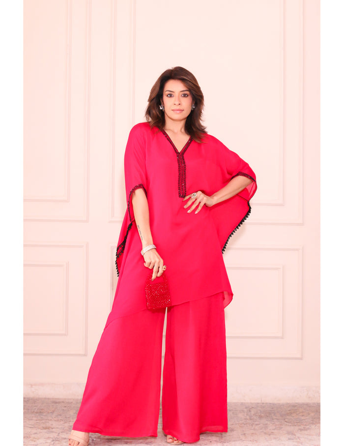 Red Kaftan  Co-ord  Set
