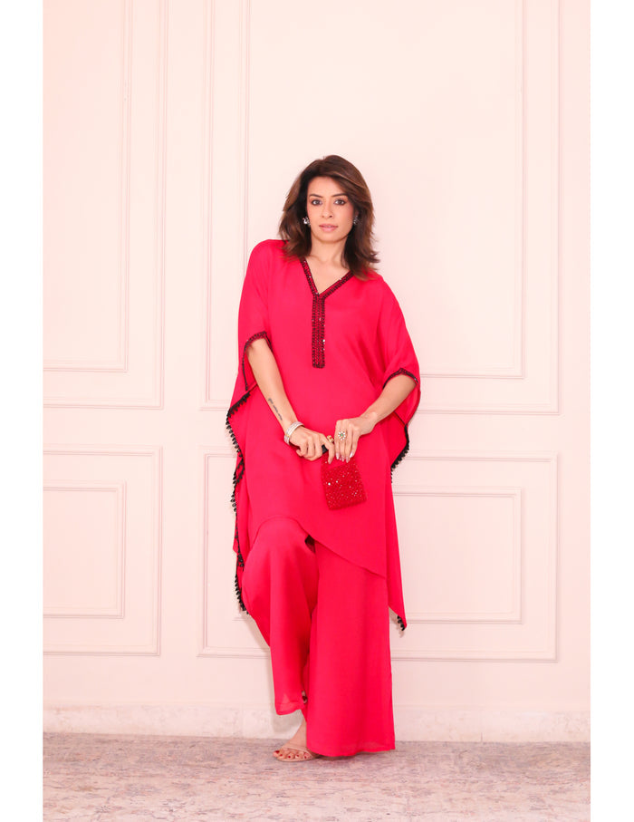 Red Kaftan  Co-ord  Set