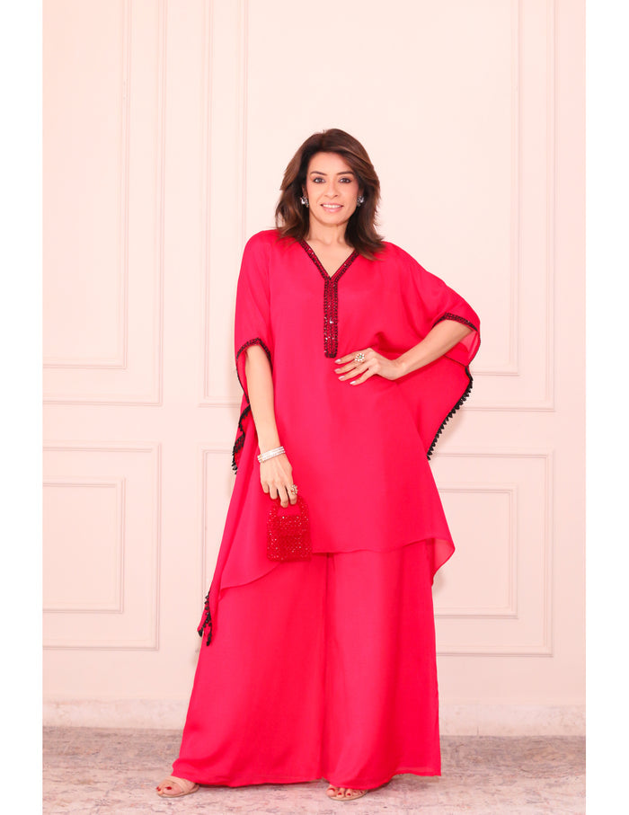 Red Kaftan  Co-ord  Set