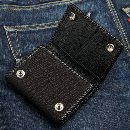 Biker chain wallet interior showing 9 credit card slots and bill compartment organization