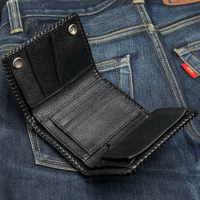 Stingray leather gothic cross wallet complete interior layout with all compartments visible