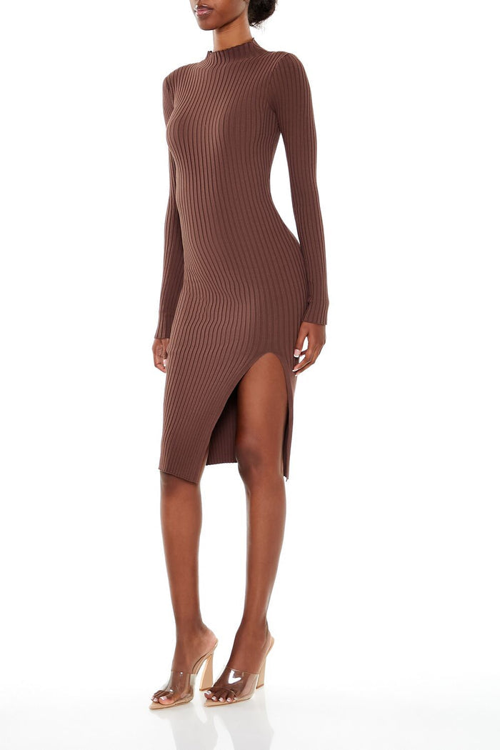 Ribbed Knit Midi Sweater Dress