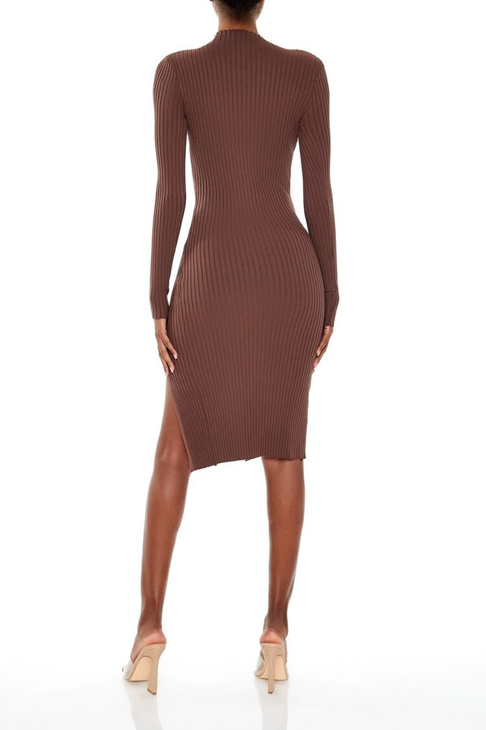 Ribbed Knit Midi Sweater Dress