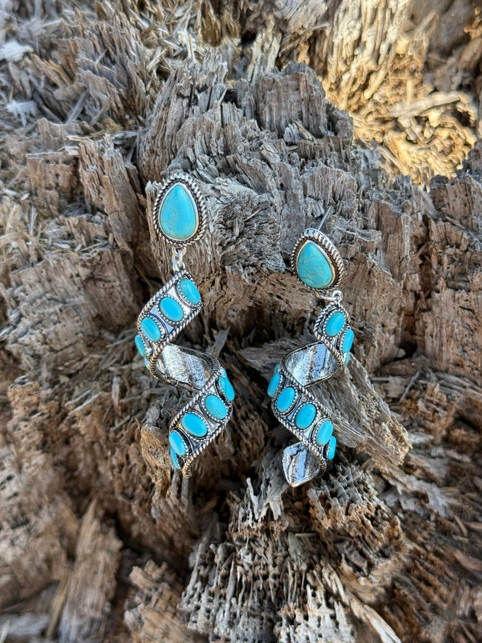 Ribbon Twirl Turquoise Earrings