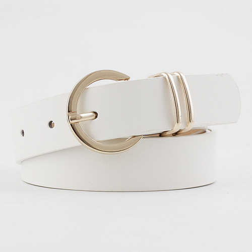 Ring Hole Pin Buckle Belt White