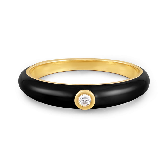 Ring Zirkonia Emaille schwarz