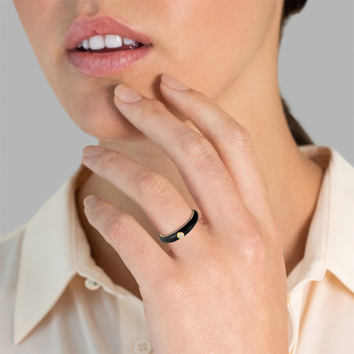 Ring Zirkonia Emaille schwarz