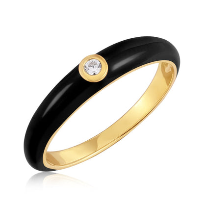 Ring Zirkonia Emaille schwarz