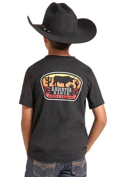 Rock & Roll Denim Youth Dale Brisby Cattle Graphic T-Shirt in Black
