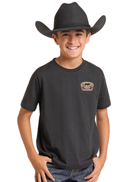 Rock & Roll Denim Youth Dale Brisby Cattle Graphic T-Shirt in Black