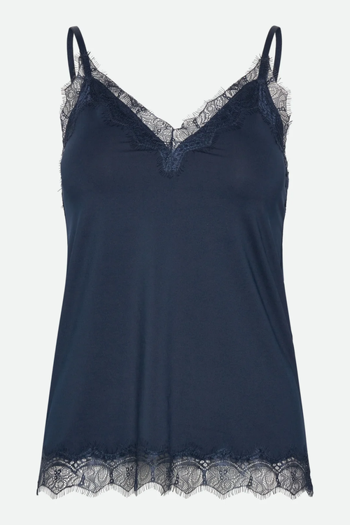 Rosemunde 102507 RWBridget Sleeveless Lace Strap Top Navy by Rosemunde. Shop Rosemunde at Dotique.