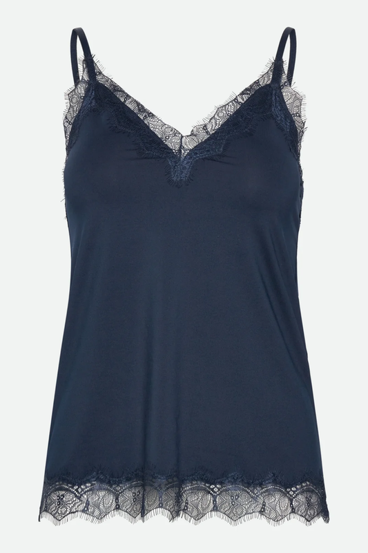 Rosemunde 102507 RWBridget Sleeveless Lace Strap Top Navy by Rosemunde. Shop Rosemunde at Dotique.