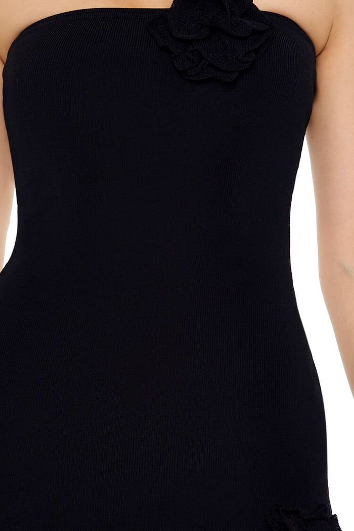 Rosette Tube Mini Sweater Dress