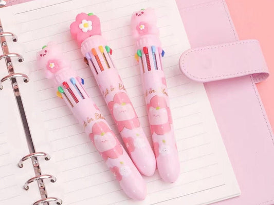Sakura Cat 10-Color Retractable Ball Pen