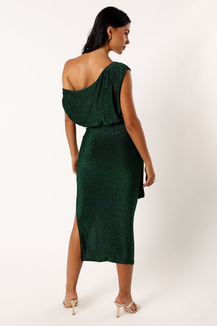 Petal and Pup USA DRESSES Santiago Off Shoulder Midi Dress - Emerald