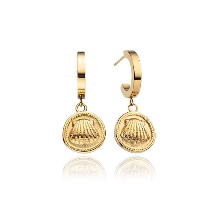 Scallop Coin Ohrring Gold