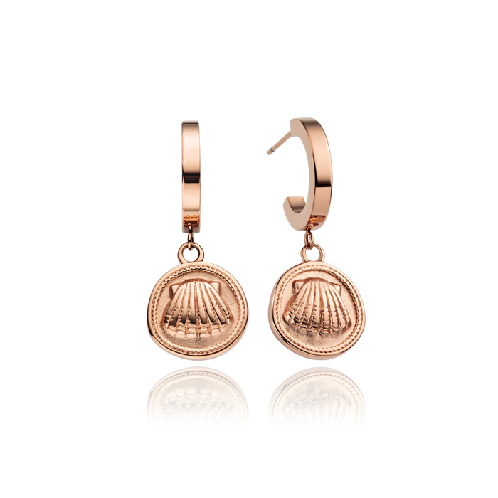 Scallop Coin Ohrring Roségold