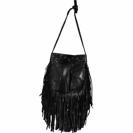 Scully Leather Fringe Black Crossbody