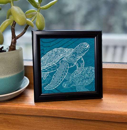 Sea Turtle One Color Framed Art