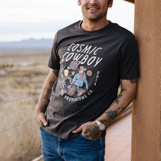 Sendero Provisions Co. Men's Cosmic Cowboy Graphic T-Shirt in Asphalt