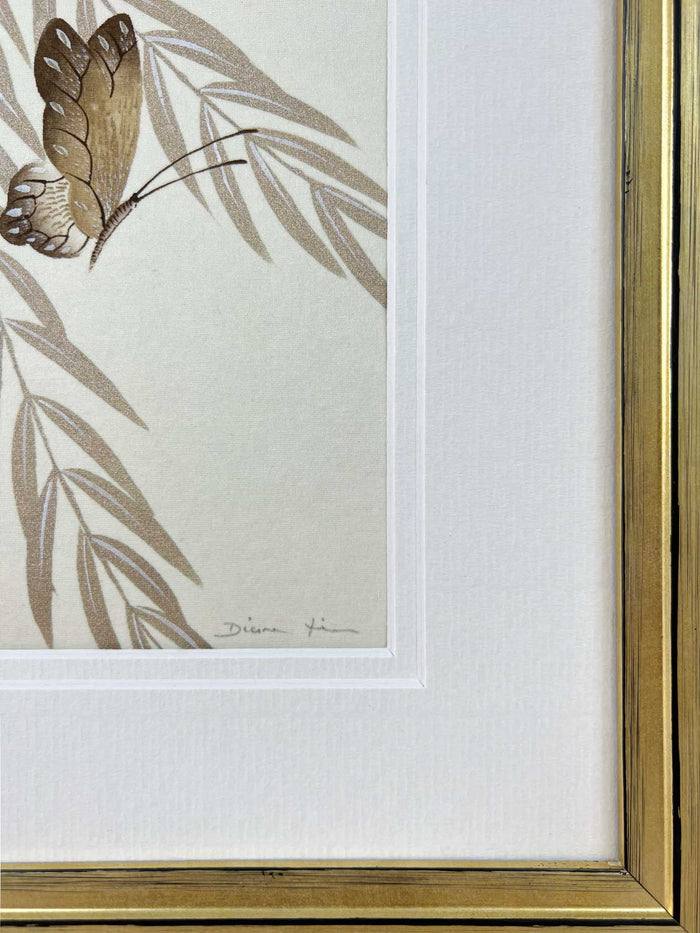 Set Of Two Wisteria And Butterfly Original Painting - Diane Hill