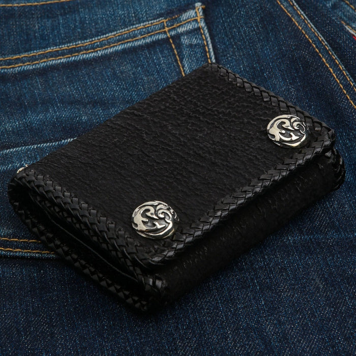 black shark skin biker wallet for men