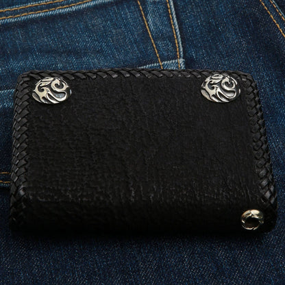shark leather biker wallet with 925 silver grommet
