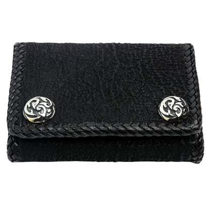 shark skin leather biker wallet for chain