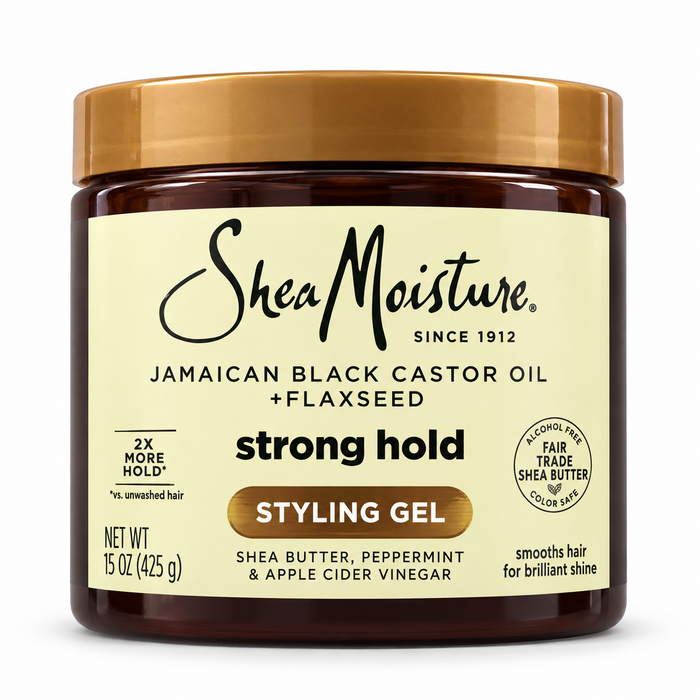 SheaMoisture Jamaican Black Castor Oil and Flaxseed Strong Hold Styling Gel 15oz for curls coils sleek styles and frizz control