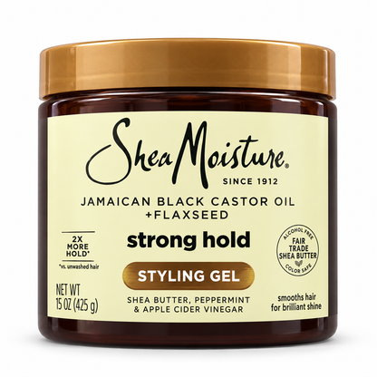 SheaMoisture Jamaican Black Castor Oil and Flaxseed Strong Hold Styling Gel 15oz for curls coils sleek styles and frizz control