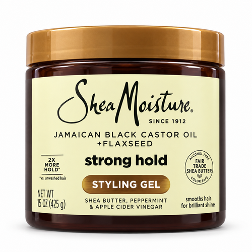 SheaMoisture Jamaican Black Castor Oil and Flaxseed Strong Hold Styling Gel 15oz for curls coils sleek styles and frizz control