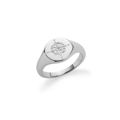 Men's Signet Ring Windrose Silber