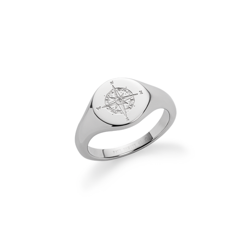 Men's Signet Ring Windrose Silber