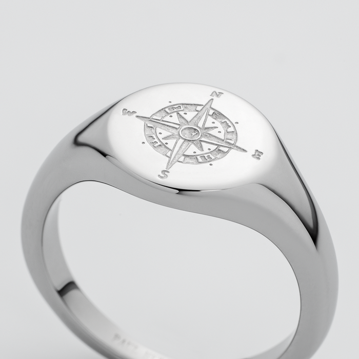 Men's Signet Ring Windrose Silber