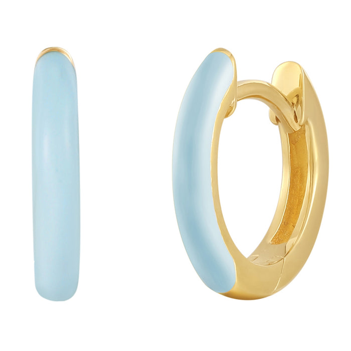 Silbercreolen in gold mit Emaille blau