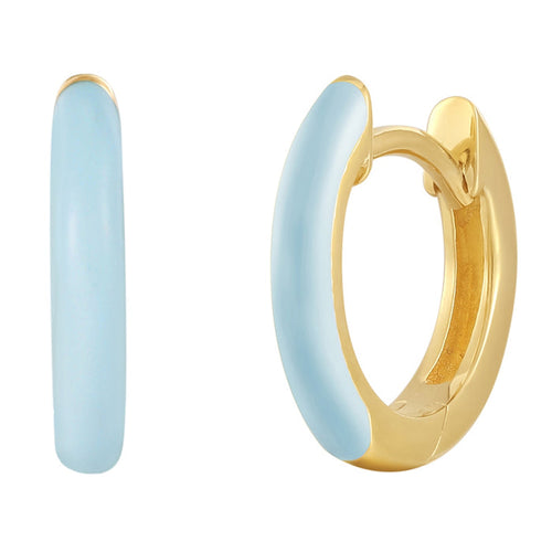 Silbercreolen in gold mit Emaille blau