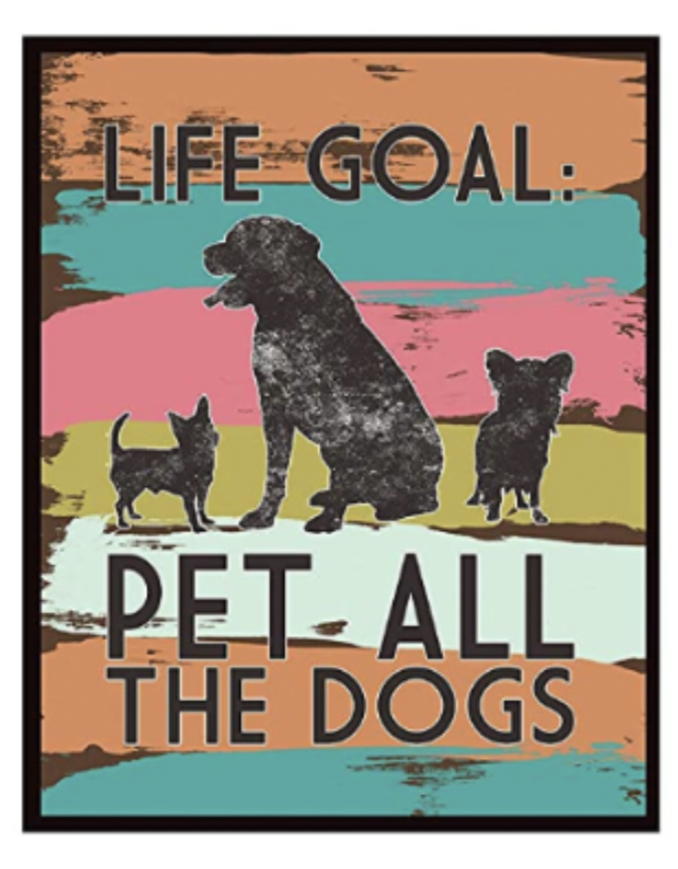 Framed (White 11x14 Frame w/ white matting / Life Goal Pet All The Dogs