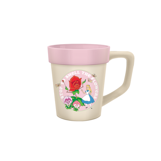 Silver Buffalo Alice in Wonderland Smell the Flowers Ceramic Sculpted Mug