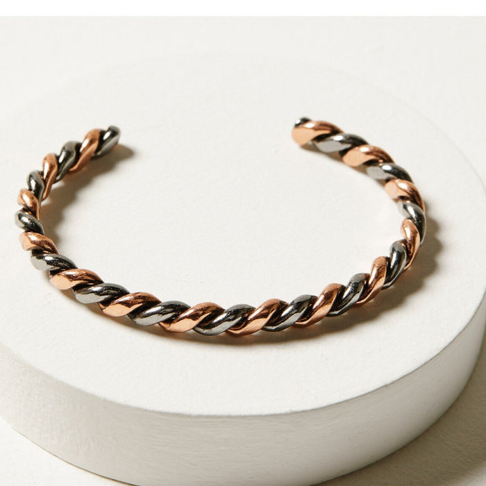 Silver Strike Twisted Silver & Copper Cuff Bracelet