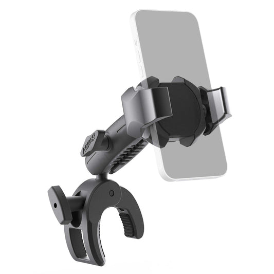 The SkyHold™ Yoke Phone Mount is a black, adjustable aviation phone holder with a clamp base and rotatable arm, designed to securely grip your smartphone—perfect as an airplane phone mount.