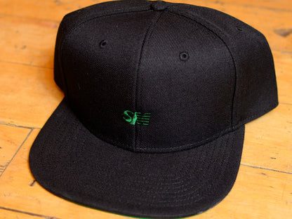 SM Classic Micro Embroidered Snapback Hat - Black / Green