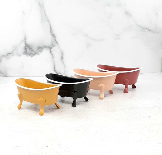 Soap Dish Bathtub Metal White Rim (4 colors)