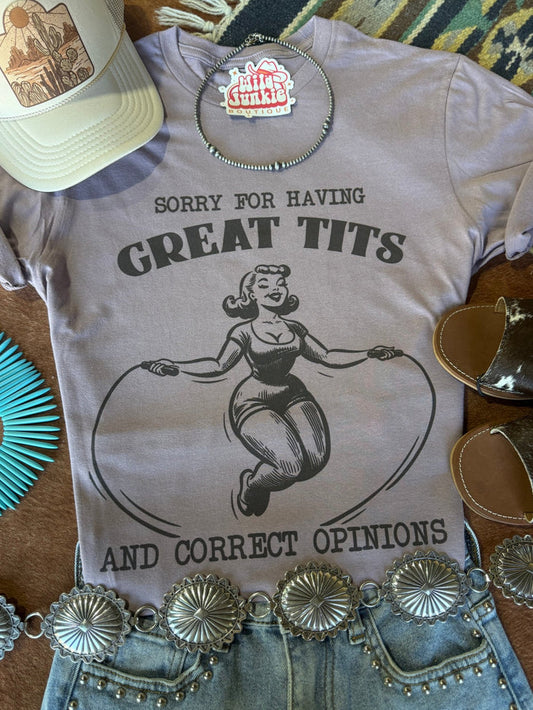 Sorry For Having Great Tits Graphic TeePebbleS