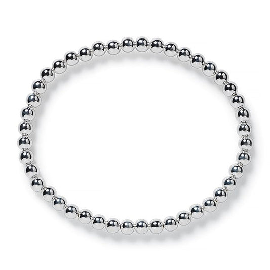 Southern Gates 4mm Sterling Silver Round Bead Elastic, Bracelet. 6" (98803)