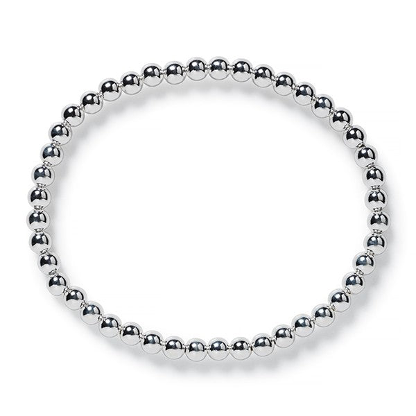 Southern Gates 4mm Sterling Silver Round Bead Elastic, Bracelet. 7" (98804)