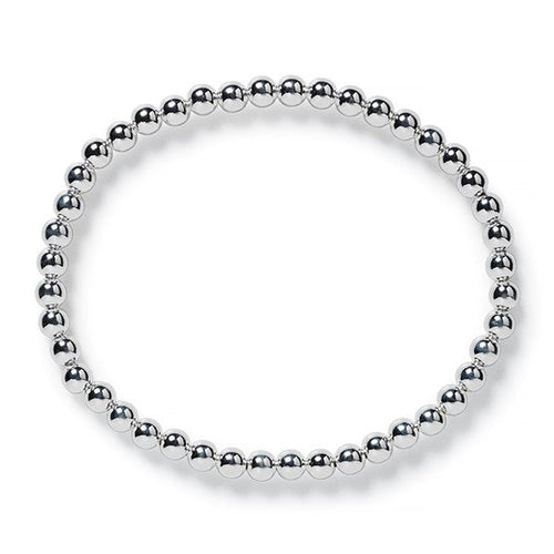 Southern Gates 4mm Sterling Silver Round Bead Elastic, Bracelet. 7" (98804)