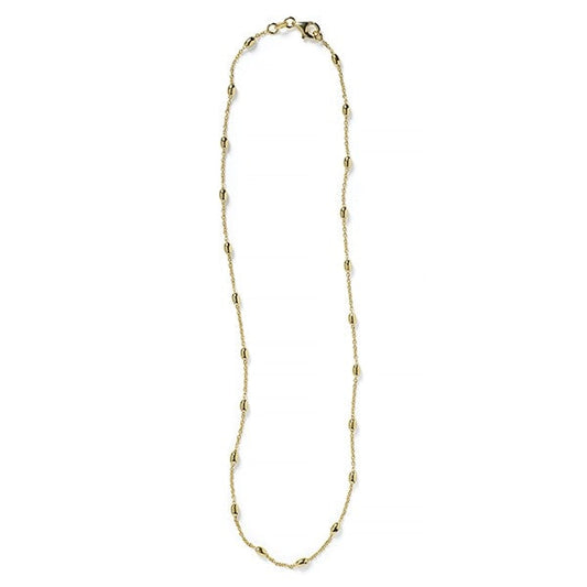 Southern Gates® Gold Plated Sterling Silver Rice Bead Satellite Necklace  18" inches 925 Sterling Silver with 14K Gold Plating Designed and distributed in Charleston, SC Made in Italy  Gorgeous sterling silver rice beads pay homage to the Holy City's rice history and South Carolina's agricultural background.