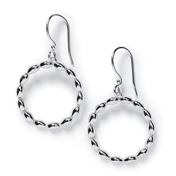 Southern Gates® Luna Rice Bead Earrings 25mm 925 sterling silver Designed and distributed in Charleston, SC   Gorgeous sterling silver rice beads pay homage to the Holy City's rice history and South Carolina's agricultural background.